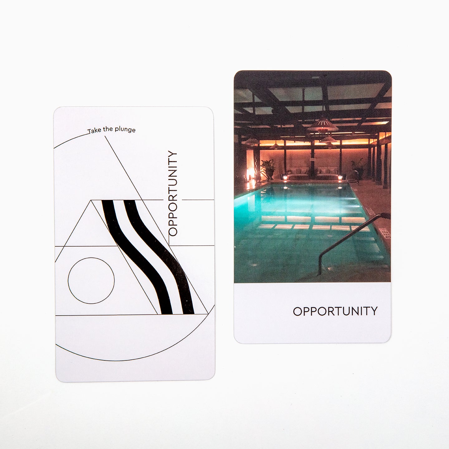 Feng shui career card titled Opportunity. Image of water.Wellness and oracle deck called 9 Worlds made by Everyday Art Cards